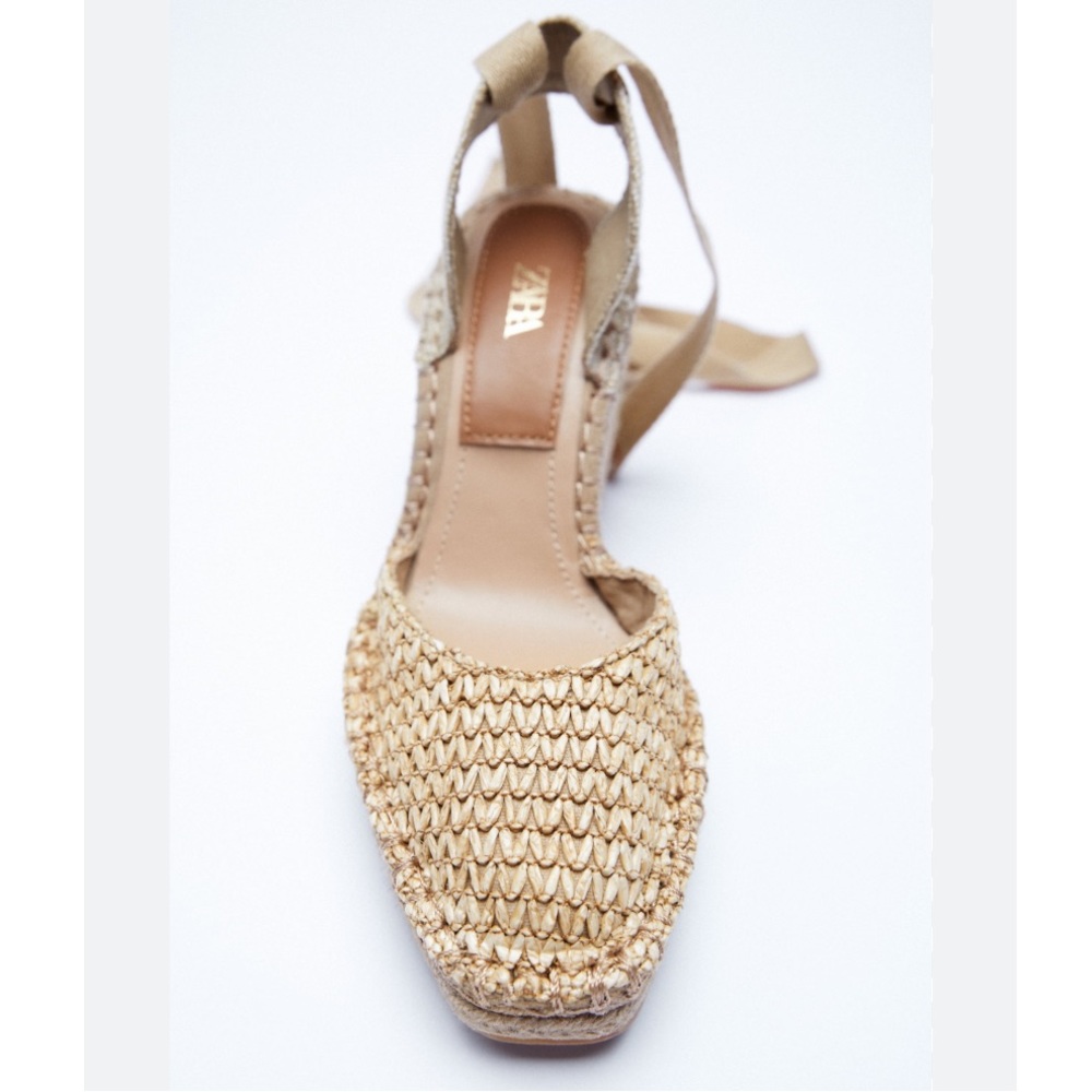 Zara tied raffia wedges